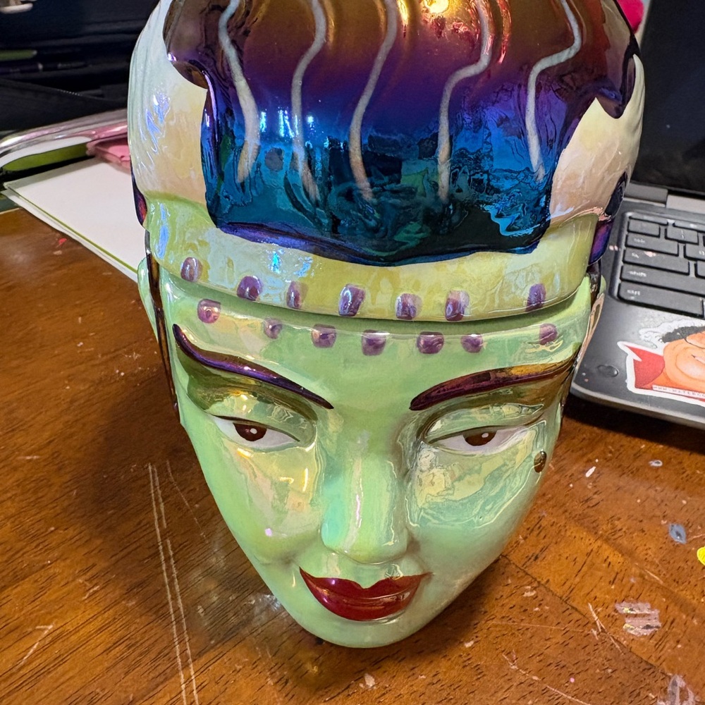 Martha Stewart Bewitched Bride of Frankenstein Ceramic Candle 14 oz